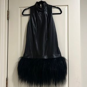 Pamella Rolland Black Leather Mini / Midi Dress